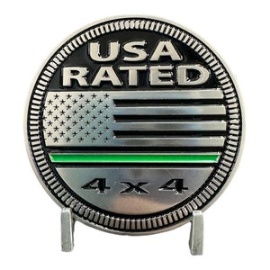 USA Green Line - High Quality  METAL 4x4 Badge (Matte Finish) designed for any 4x4 vehicles sold by CUSTOM4X4BADGES