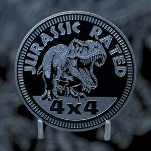 Jurassic Rated - Distinctive Metal 4x4 Badge Crafted by Custom4x4Badges