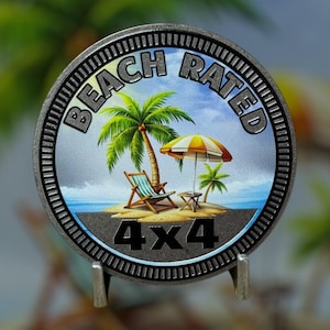 Beach Rated - Distinctive Metal 4x4 Badge Crafted by Custom4x4Badges