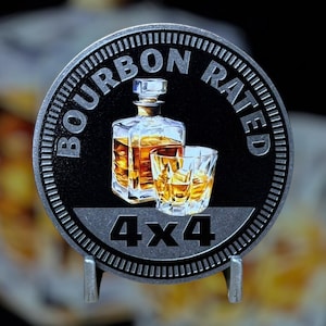 Bourbon Rated - Distinctive Metal 4x4 Badge Crafted by Custom4x4Badges