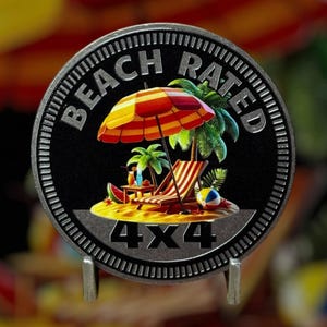 Beach Rated (2.0) - Distinctive Metal 4x4 Badge Crafted by Custom4x4Badges