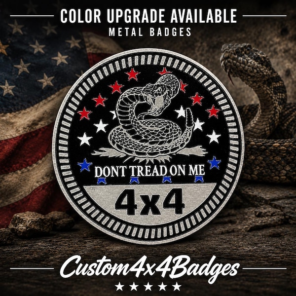 Don't Tread On Me USA | 21 Color Options | Metal 4x4 Badge