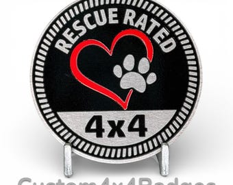 Rescue Rated - Distinctive Metal 4x4 Badge Crafted by Custom4x4Badges