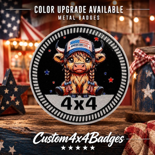 American Girl | 21 Color Options | Metal 4x4 Badge