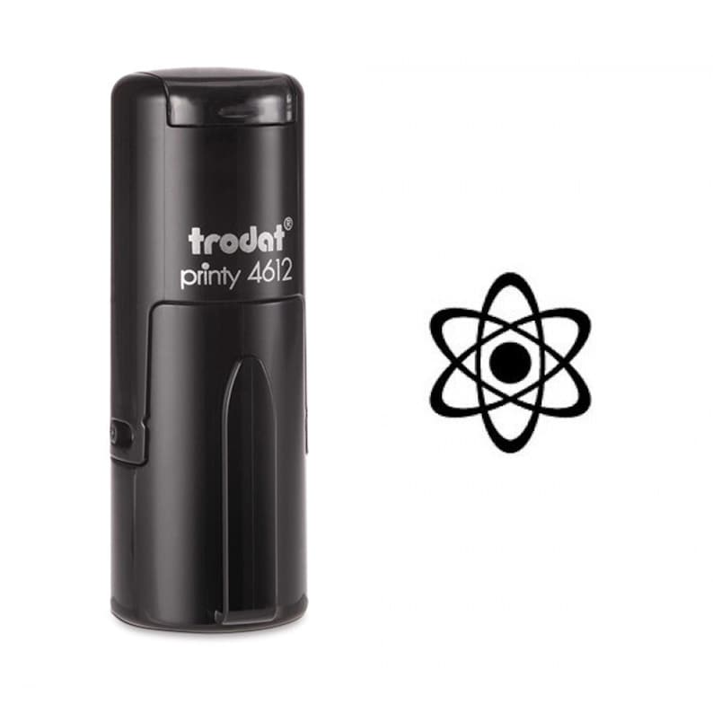 May include: Black self-inking stamp with the text "trodat printy 4612" and a black atom symbol.