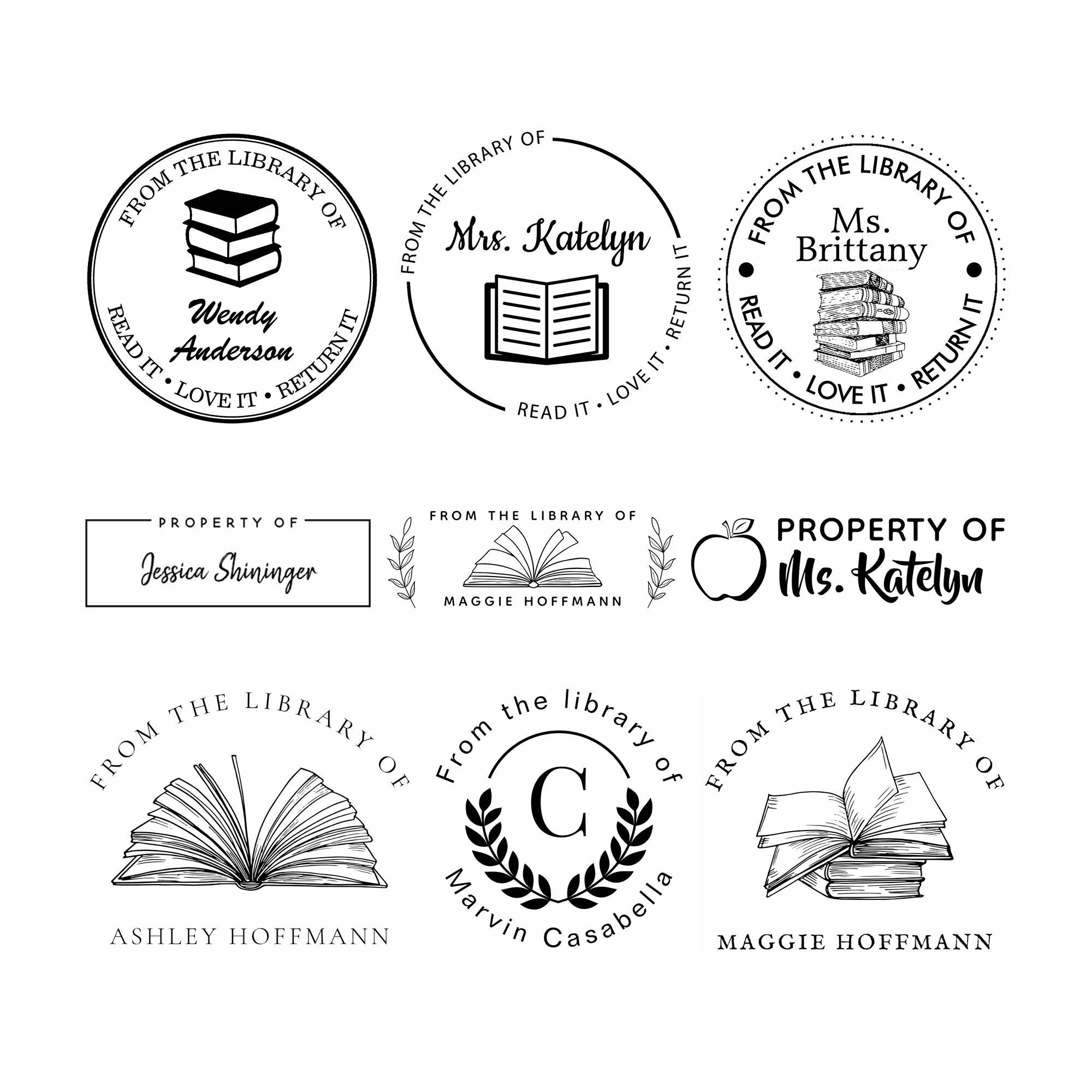 Custom Book Stamp, from The Library of Stamp, This Book Belongs to, LibraryStamp, Choose from 15 Designs and 15 Ink Colors