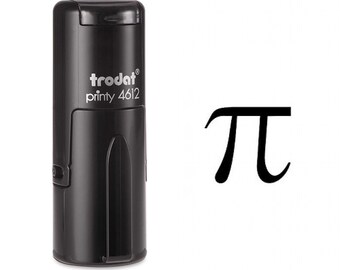 May include: Black self-inking stamp with the text "trodat printy 4612" and the symbol "π" on a white background.