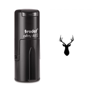 Black Deer Head with Antlers Self Inking Stamp
