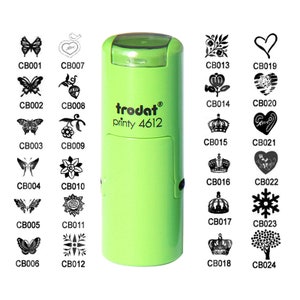 0.5 "Mini Self Inking Stamp, kleine loyaliteitskaart stempels, kies uit 234 ontwerpen.