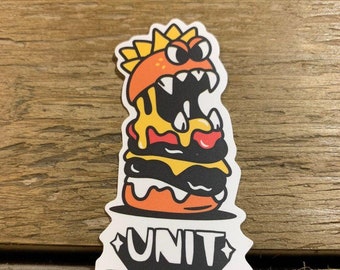 Burger sticker Destroyer Unit Sheffield (design by Kid acne and Tado)