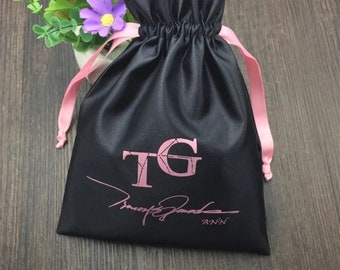 Custom Logo Silk Satin Drawstring Bag, Personalized Packaging