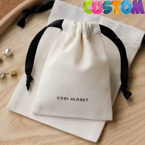 50 Personalized logo print White cotton muslin Bags Wedding Favor bags Gift Bag Jewelry Party Bags Drawstring Pouch, soap package, pouches10