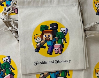 Set of 20Roblox Themed Cotton Favor Bags – Kids Party Supplies – Goodie Bags for Birthdays