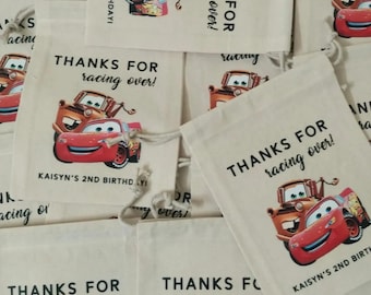 Lightning McQueen Party Favor Bags, Route 66, Disney Cars Birthday