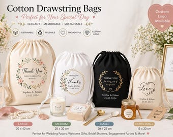 Personalisierte Bio-Baumwollstaubbeutel, individuelles Logo Favor Bag
