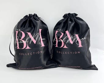 Personalized Satin Drawstring Favor Bag, Jewelry Packaging Pouch - 50pcs