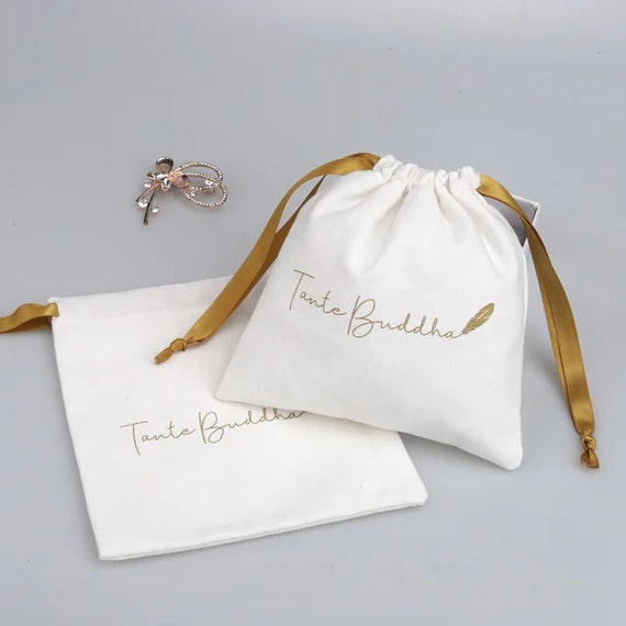 SATIN SILK JEWELLERY POUCH WHITE W/GOLD SATIN SILK JEWELLERY POUCH WHITE W/GOLD