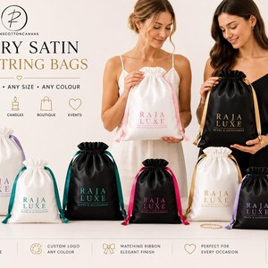 Personalized Satin Drawstring Bag: Custom Silk Pouch, Jewelry Storage