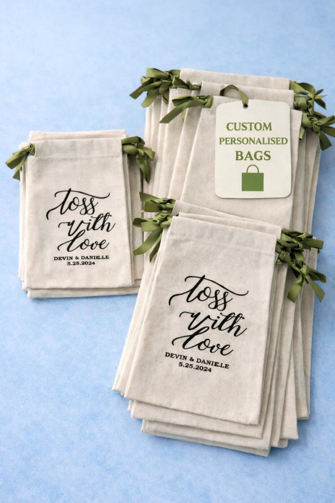 Personalized Organic Cotton Drawstring Bag: Rustic Wedding Favor - Etsy