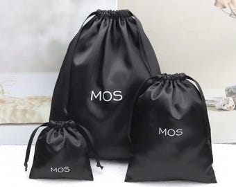 Custom Logo Satin Drawstring Bags, Jewelry Gift Bag Bulk