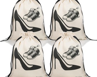 Cotton Drawstring Shoe Bags – Travel Storage, Assorted Sizes