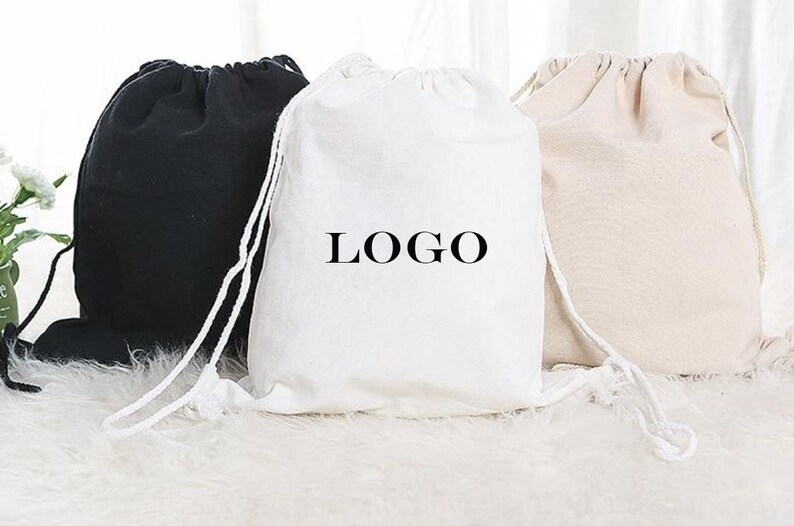 Custom Backpacks! Set of 5 String Bag in Natural Cotton,Cotton Backpacks,custom cotton backpacks,Black and white Backpacks,Cotton Backpacks