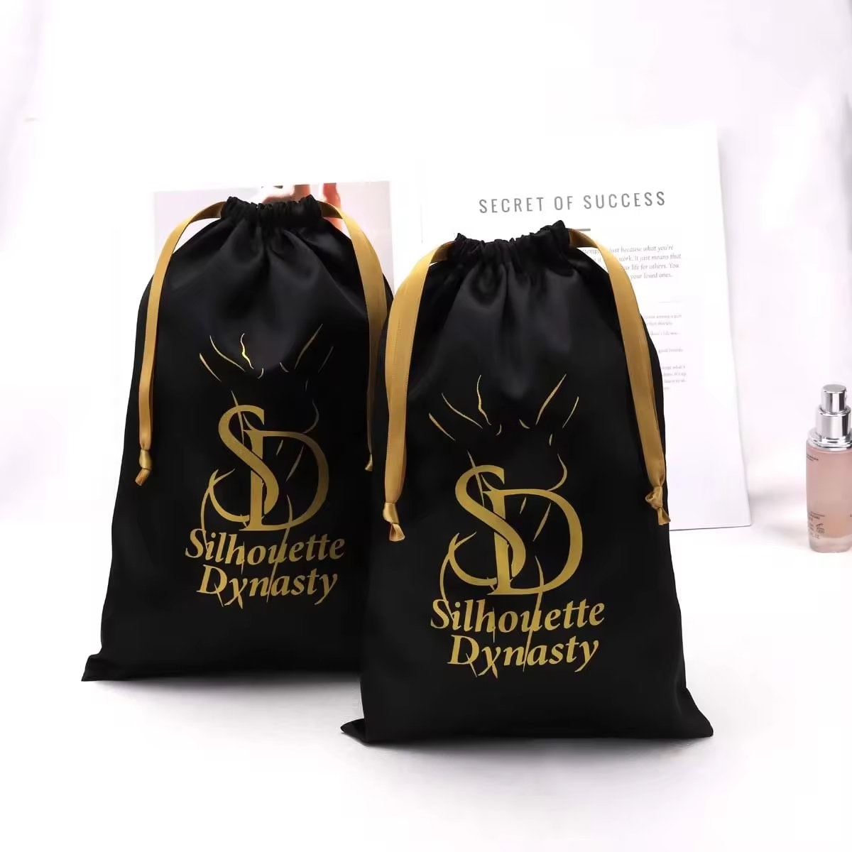 Baby Phat Black Satin Drawstring Bag with Gold Lining Baby Phat Bags & Handbags for Women for sale - eBay main image 4