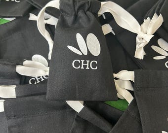 Custom Logo Black Cotton Drawstring Bag, Jewelry Packaging Pouch