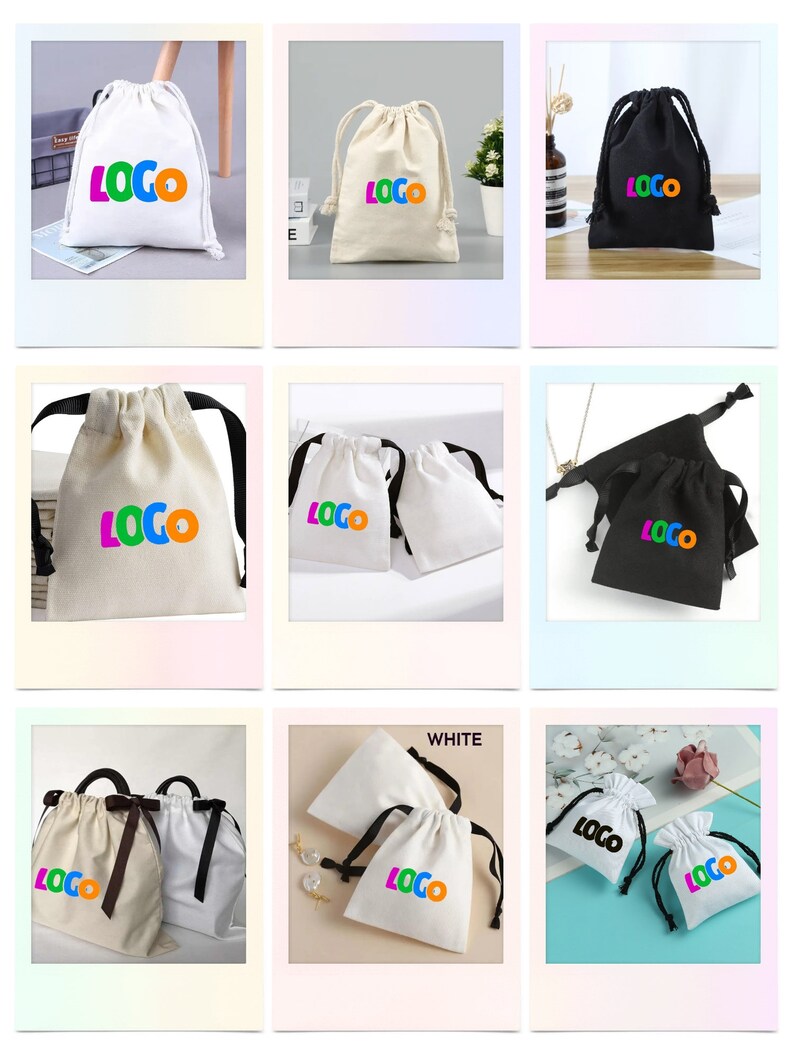 Custom Logo Cotton Drawstring Bag, Personalized Gift Pouch - Etsy