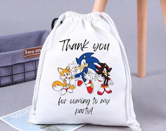 Personalized Cotton Favor Bags | Sonic, Custom Party Goodie Bags