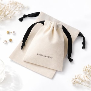 Bolsa de algodón orgánico natural con cordón y cinta de satén de grogrén. Algodón natural.