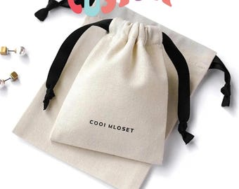 カスタムコットン巾着ギフトバッグ、パーソナライズダストバッグ