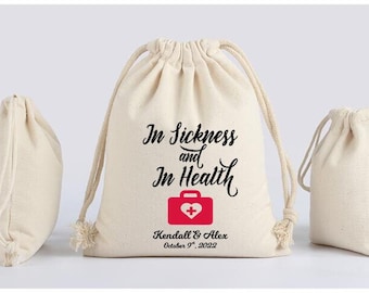 In Sickness and In Health Cotton Favor Bag, Wedding Survival Kit