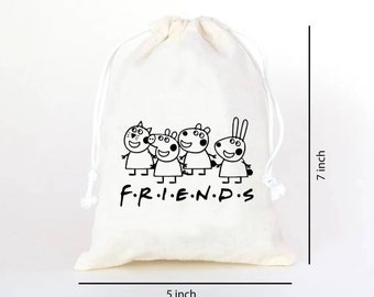 Personalized Peppa Pig Birthday Favor Bags – Custom Cotton Party Bag