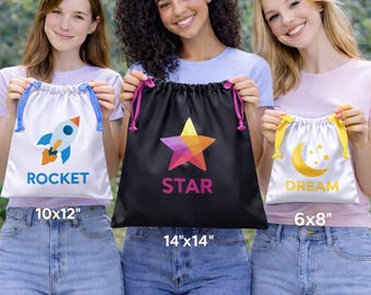 Custom Logo Satin Drawstring Bags, Jewelry Packaging, Wholesale