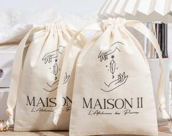 Custom Logo Cotton Drawstring Bag, Personalized Jewelry Packaging Pouch