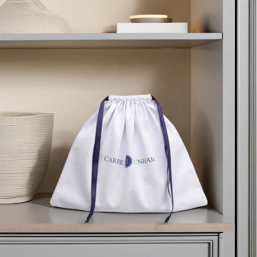3 piece set flannel dust bags-22 x 16, 15 x 12, 19 x 14 – new in package Flannel Dust Bags – 3 Pack Cotton Drawstring Pouches, Custom  main image 3