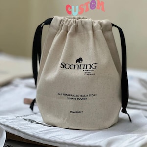 Borsa con coulisse in cotone personalizzata, confezione per candele, sacchetto per bomboniere