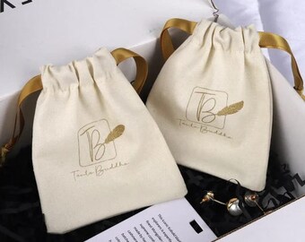 Customizable Cotton Muslin Favor Bags, Logo Print, Packaging