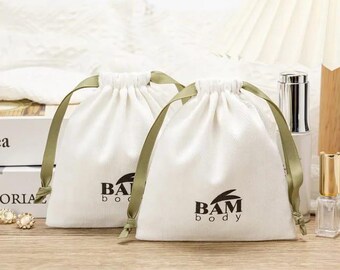 Custom Muslin Favor Bags, Organic Cotton Drawstring Pouches