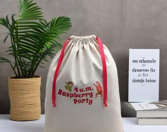 Personalized Organic Cotton Muslin Favor Bags, Drawstring Gift Bags