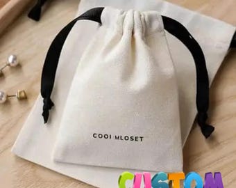 Custom Logo Organic Cotton Favor Bag, Jewelry Package