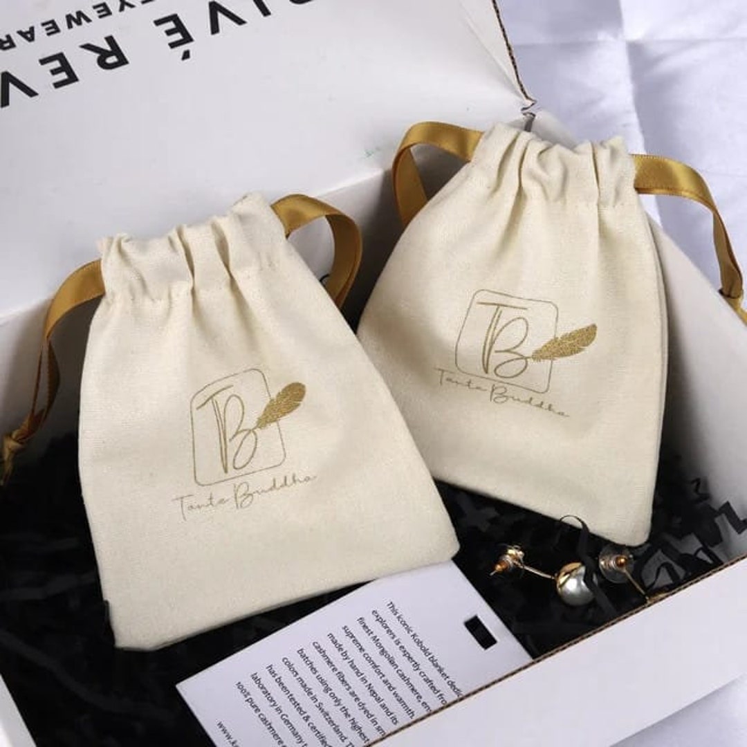 Personalized Logo Cotton Drawstring Bag, Custom Favor Pouch - Etsy