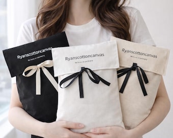 Custom Logo Cotton Dust Bag with Flap - Jewelry, Handbag Packaging