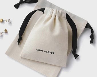 Katoenen cadeauzakjes met aangepast logo, in bulk bedrukt, herbruikbare eco-geschenkzakjes