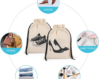 Cotton Dust Bag, Shoe Storage, Drawstring Travel Organizer