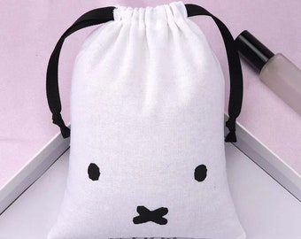 50 White Cotton Canvas Drawstring Pouch, Personalized Logo, Jewelry Packaging
