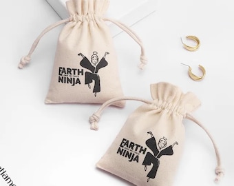 Personalized Cotton Drawstring Bag, Jewelry Packaging Pouch, Eco Friendly Favor (Set of 10)