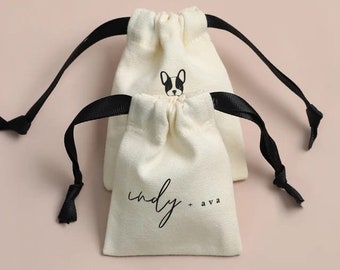 Personalized Cotton Favor Bags, Organic Packaging with Drawstring