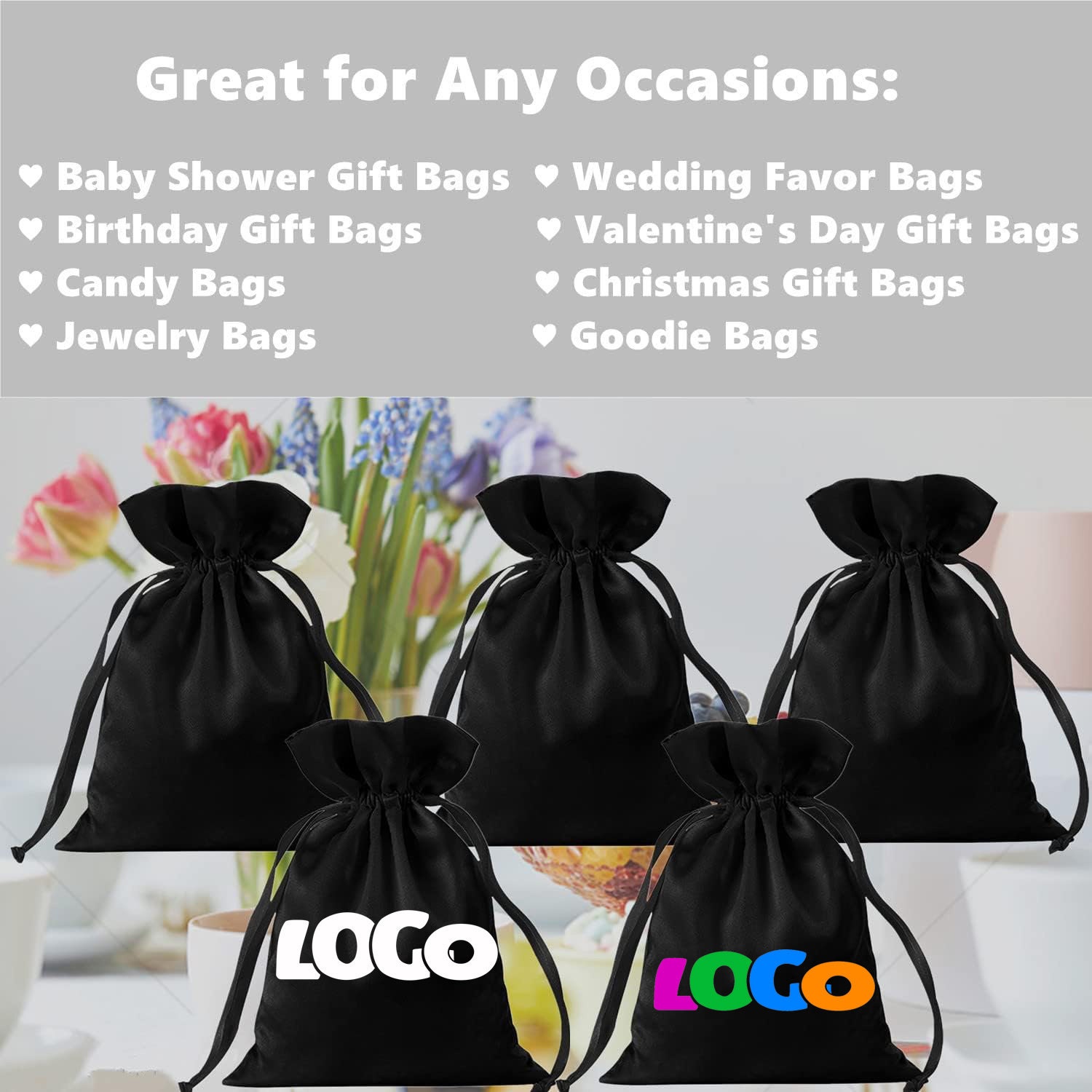 6m0059b1n エッセンシャルスクイーズ EssentialSqueeze Set of 20,50,100 Sets of Black Satin Bags,white Satin Bag